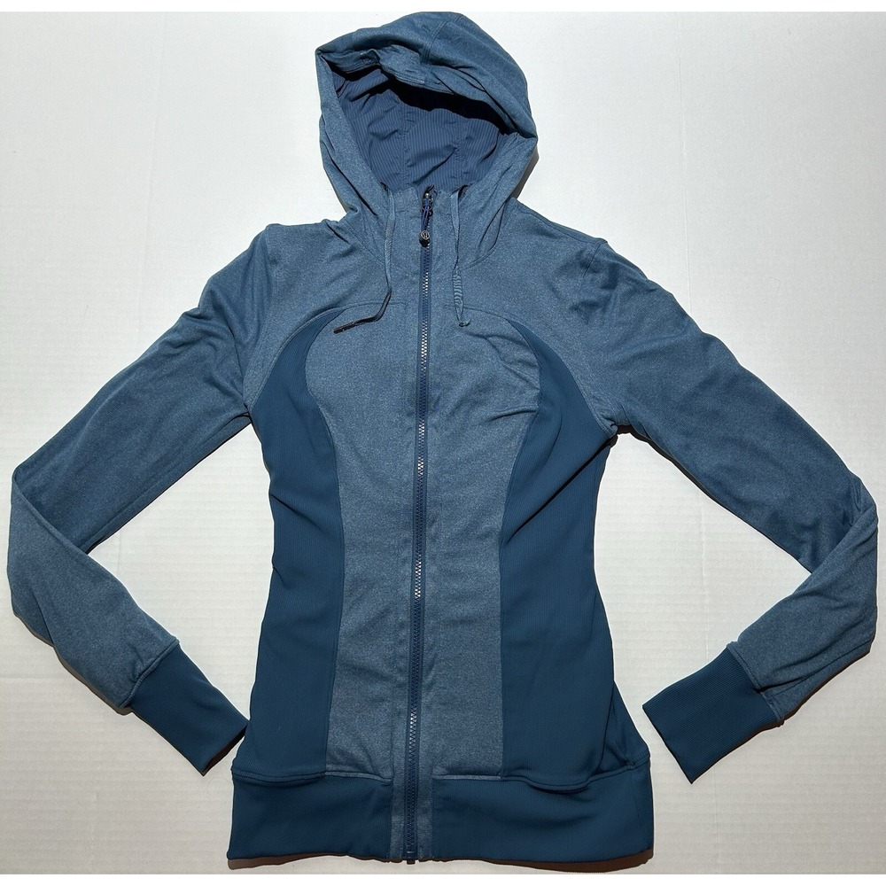 Lululemon Jacket Womens Size 4 Blue Dance Studio Reversible Hoodie Stretch EUC